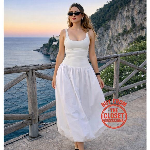 ZARA BLOGGER FAVE!!! Sleeveless Balloon Midi Dress NWT | White Knit M - Picture 4 of 16